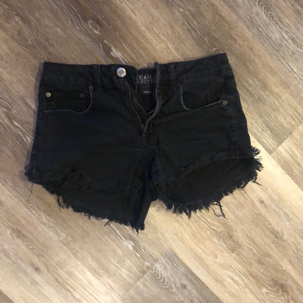 black jean shorts